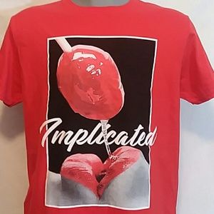 Y2K Implicated Mens Large Red Tee T-Shirt Lips Blow Pop NWT New